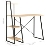 vidaXL Birou cu rafturi, negru și stejar, 102 x 50 x 117 cm vidaXL Birou cu rafturi, negru și stejar, 102 x 50 x 117 cm