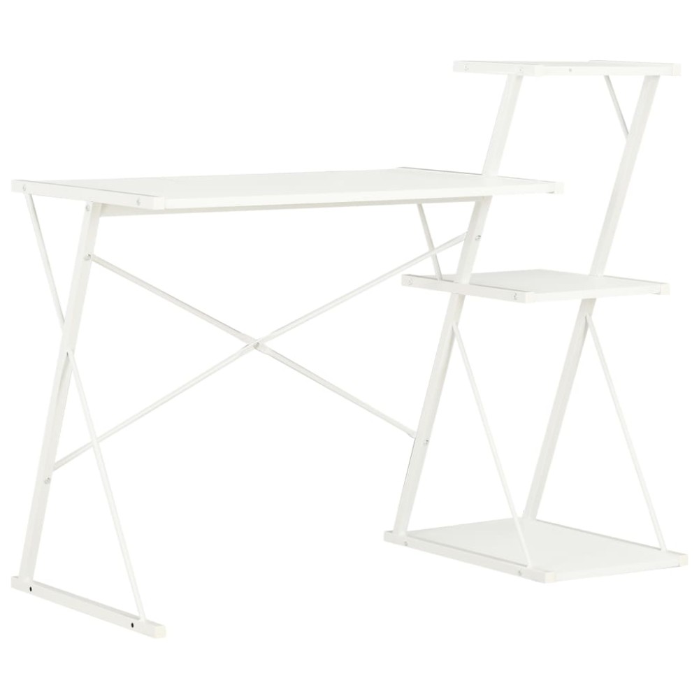 vidaXL Birou cu raft, alb, 116 x 50 x 93 cm