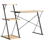 vidaXL Birou cu raft, negru și stejar, 116 x 50 x 93 cm vidaXL Birou cu raft, negru și stejar, 116 x 50 x 93 cm