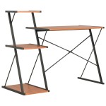 vidaXL Birou cu raft, negru și maro, 116 x 50 x 93 cm vidaXL Birou cu raft, negru și maro, 116 x 50 x 93 cm