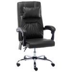 vidaXL Scaun de birou cu masaj, negru, piele ecologică vidaXL Scaun de birou cu masaj, negru, piele ecologică