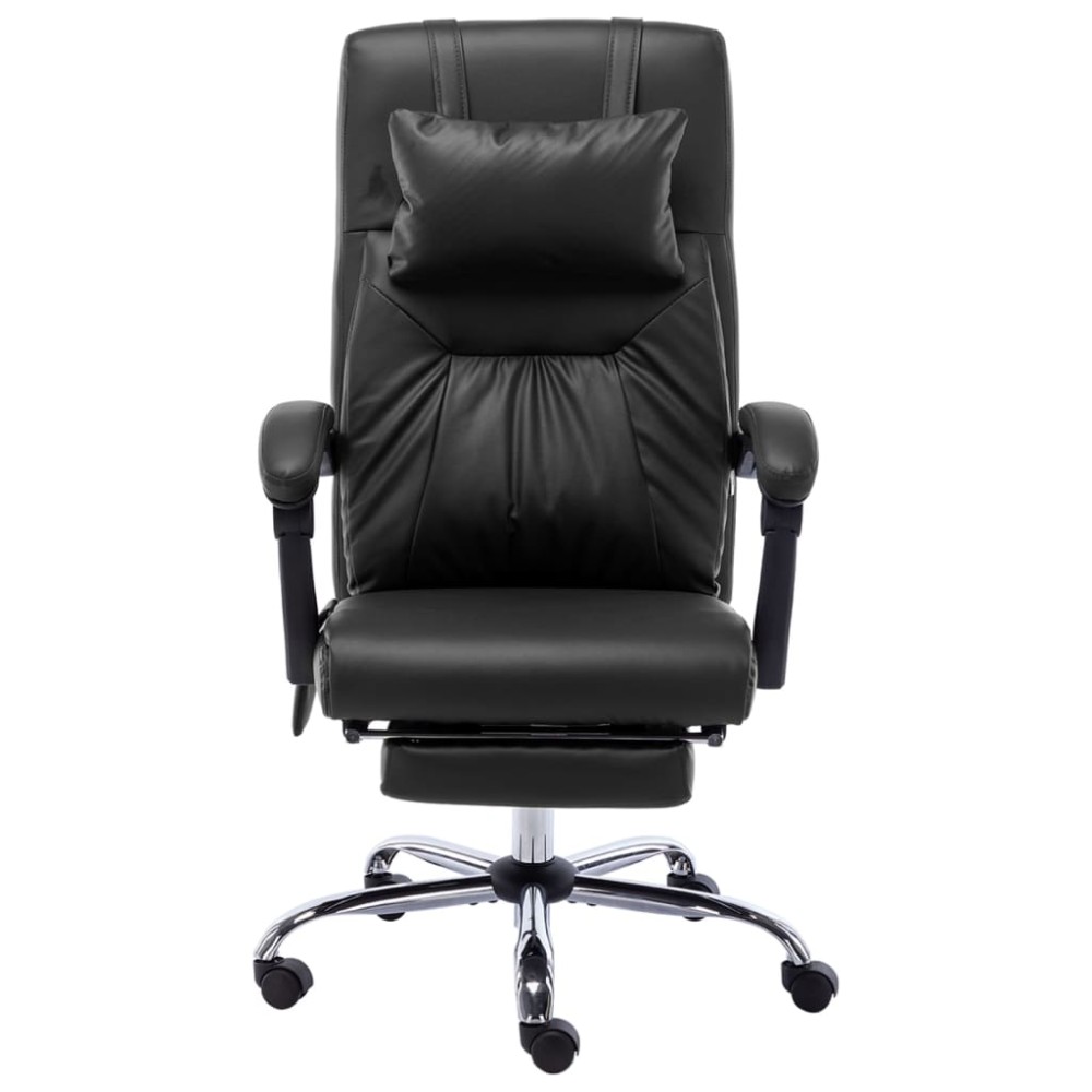 vidaXL Scaun de birou cu masaj, negru, piele ecologică