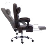 vidaXL Scaun de birou cu masaj, maro, piele ecologică vidaXL Scaun de birou cu masaj, maro, piele ecologică
