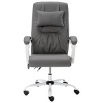 vidaXL Scaun de birou cu masaj, gri, piele ecologică vidaXL Scaun de birou cu masaj, gri, piele ecologică