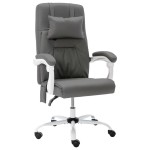 vidaXL Scaun de birou cu masaj, gri, piele ecologică vidaXL Scaun de birou cu masaj, gri, piele ecologică