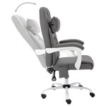 vidaXL Scaun de birou cu masaj, gri, piele ecologică vidaXL Scaun de birou cu masaj, gri, piele ecologică