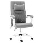 vidaXL Scaun de birou cu masaj, gri, material textil vidaXL Scaun de birou cu masaj, gri, material textil