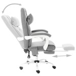 vidaXL Scaun de birou cu masaj, gri, material textil vidaXL Scaun de birou cu masaj, gri, material textil