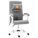 vidaXL Scaun de birou cu masaj, gri, material textil vidaXL Scaun de birou cu masaj, gri, material textil