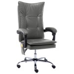 vidaXL Scaun de birou cu masaj, antracit, piele ecologică vidaXL Scaun de birou cu masaj, antracit, piele ecologică