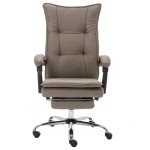 vidaXL Scaun de birou cu masaj, gri taupe, material textil