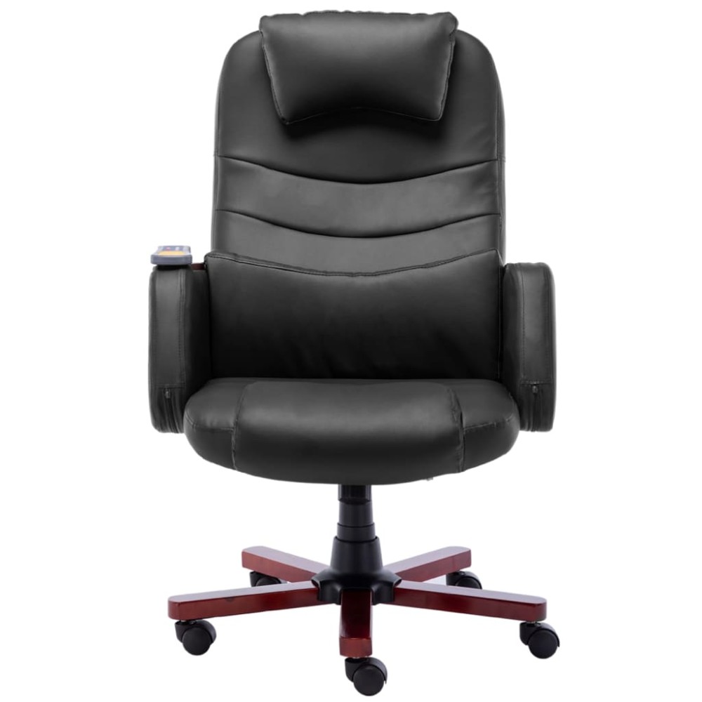 vidaXL Scaun de birou cu masaj, negru, piele ecologică