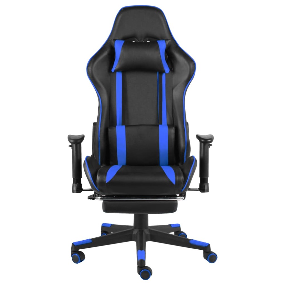 vidaXL Scaun de jocuri pivotant cu suport de picioare, albastru, PVC