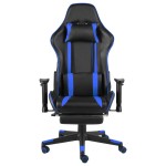 vidaXL Scaun de jocuri pivotant cu suport de picioare, albastru, PVC