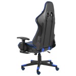vidaXL Scaun de jocuri pivotant cu suport de picioare, albastru, PVC