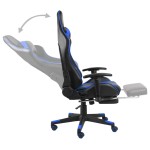 vidaXL Scaun de jocuri pivotant cu suport de picioare, albastru, PVC