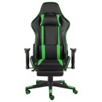 vidaXL Scaun de jocuri pivotant cu suport de picioare, verde, PVC vidaXL Scaun de jocuri pivotant cu suport de picioare, verde, PVC