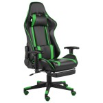 vidaXL Scaun de jocuri pivotant cu suport de picioare, verde, PVC vidaXL Scaun de jocuri pivotant cu suport de picioare, verde, PVC