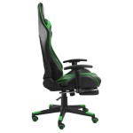 vidaXL Scaun de jocuri pivotant cu suport de picioare, verde, PVC vidaXL Scaun de jocuri pivotant cu suport de picioare, verde, PVC