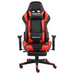 vidaXL Scaun jocuri pivotant cu suport de picioare, roșu, PVC vidaXL Scaun jocuri pivotant cu suport de picioare, roșu, PVC