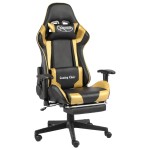 vidaXL Scaun de jocuri pivotant cu suport de picioare, auriu, PVC vidaXL Scaun de jocuri pivotant cu suport de picioare, auriu, PVC
