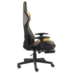 vidaXL Scaun de jocuri pivotant cu suport de picioare, auriu, PVC vidaXL Scaun de jocuri pivotant cu suport de picioare, auriu, PVC
