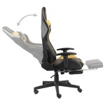 vidaXL Scaun de jocuri pivotant cu suport de picioare, auriu, PVC vidaXL Scaun de jocuri pivotant cu suport de picioare, auriu, PVC