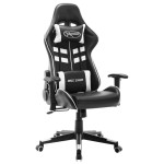 vidaXL Scaun de jocuri, negru și alb, piele artificială vidaXL Scaun de jocuri, negru și alb, piele artificială