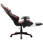 vidaXL Scaun jocuri cu suport picioare, negru/roșu, piele artificială vidaXL Scaun jocuri cu suport picioare, negru/roșu, piele artificială
