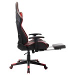 vidaXL Scaun jocuri cu suport picioare, negru/roșu, piele artificială vidaXL Scaun jocuri cu suport picioare, negru/roșu, piele artificială