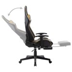 vidaXL Scaun jocuri cu suport picioare, negru/auriu, piele artificială