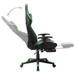 vidaXL Scaun jocuri cu suport picioare, negru/verde, piele artificială vidaXL Scaun jocuri cu suport picioare, negru/verde, piele artificială