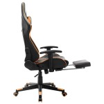 vidaXL Scaun gaming cu suport picioare, negru/oranj, piele ecologică