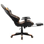 vidaXL Scaun gaming cu suport picioare, negru/oranj, piele ecologică