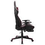 vidaXL Scaun jocuri cu suport picioare, negru/roșu vin piele ecologică