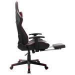 vidaXL Scaun jocuri cu suport picioare, negru/roșu vin piele ecologică