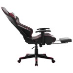 vidaXL Scaun jocuri cu suport picioare, negru/roșu vin piele ecologică