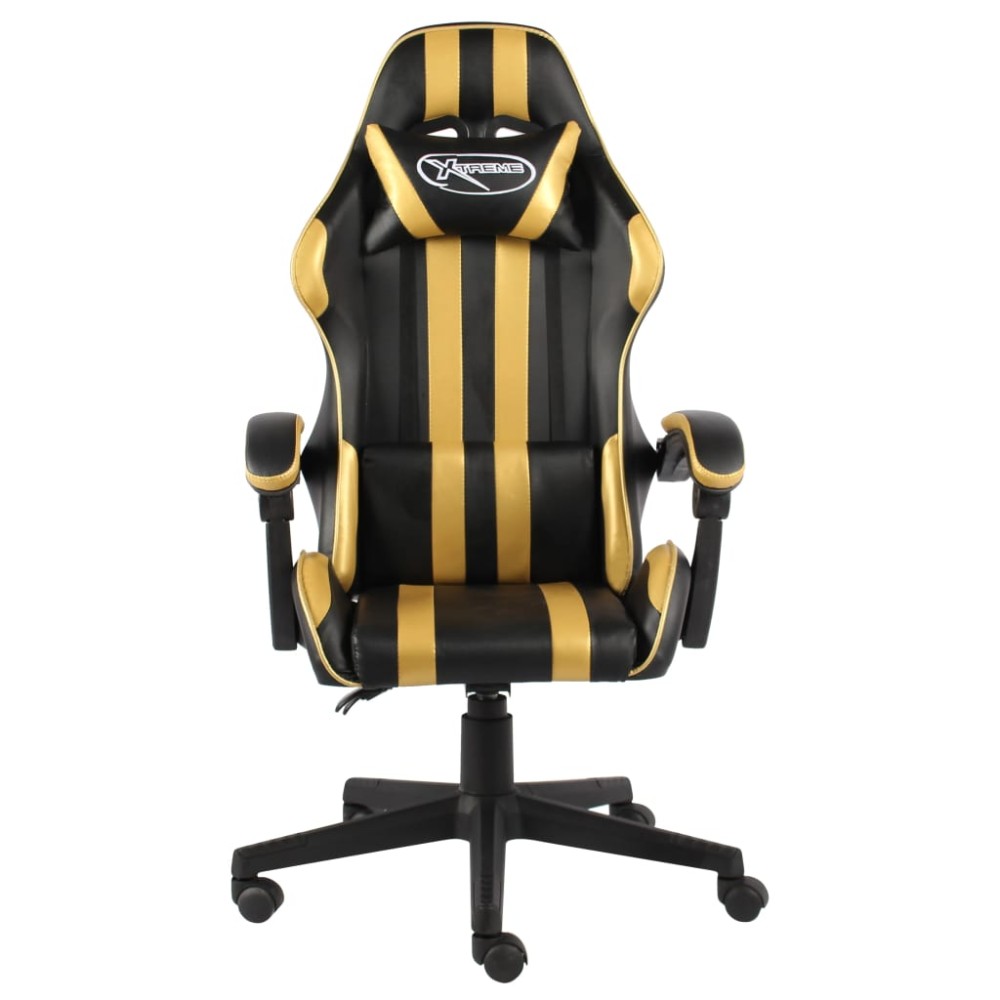 vidaXL Scaun de racing, negru și auriu, piele ecologică