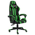 vidaXL Scaun de racing, negru și verde, piele ecologică vidaXL Scaun de racing, negru și verde, piele ecologică