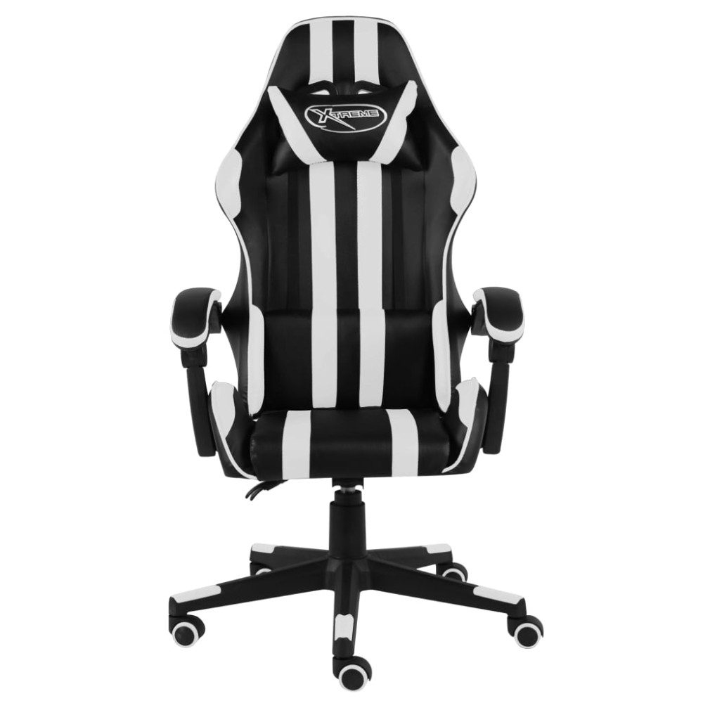 vidaXL Scaun de racing, negru și alb, piele ecologică