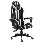 vidaXL Scaun de racing, negru și alb, piele ecologică vidaXL Scaun de racing, negru și alb, piele ecologică