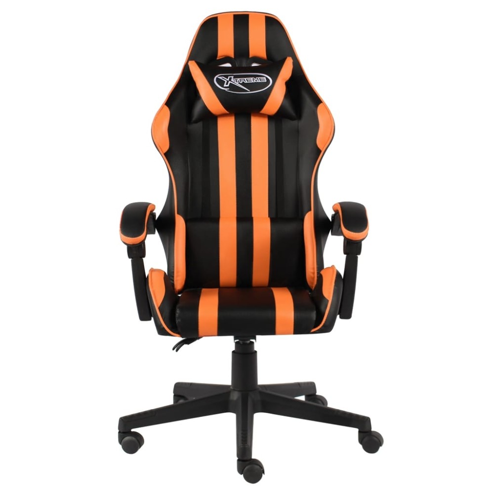 vidaXL Scaun de racing, negru și portocaliu, piele ecologică