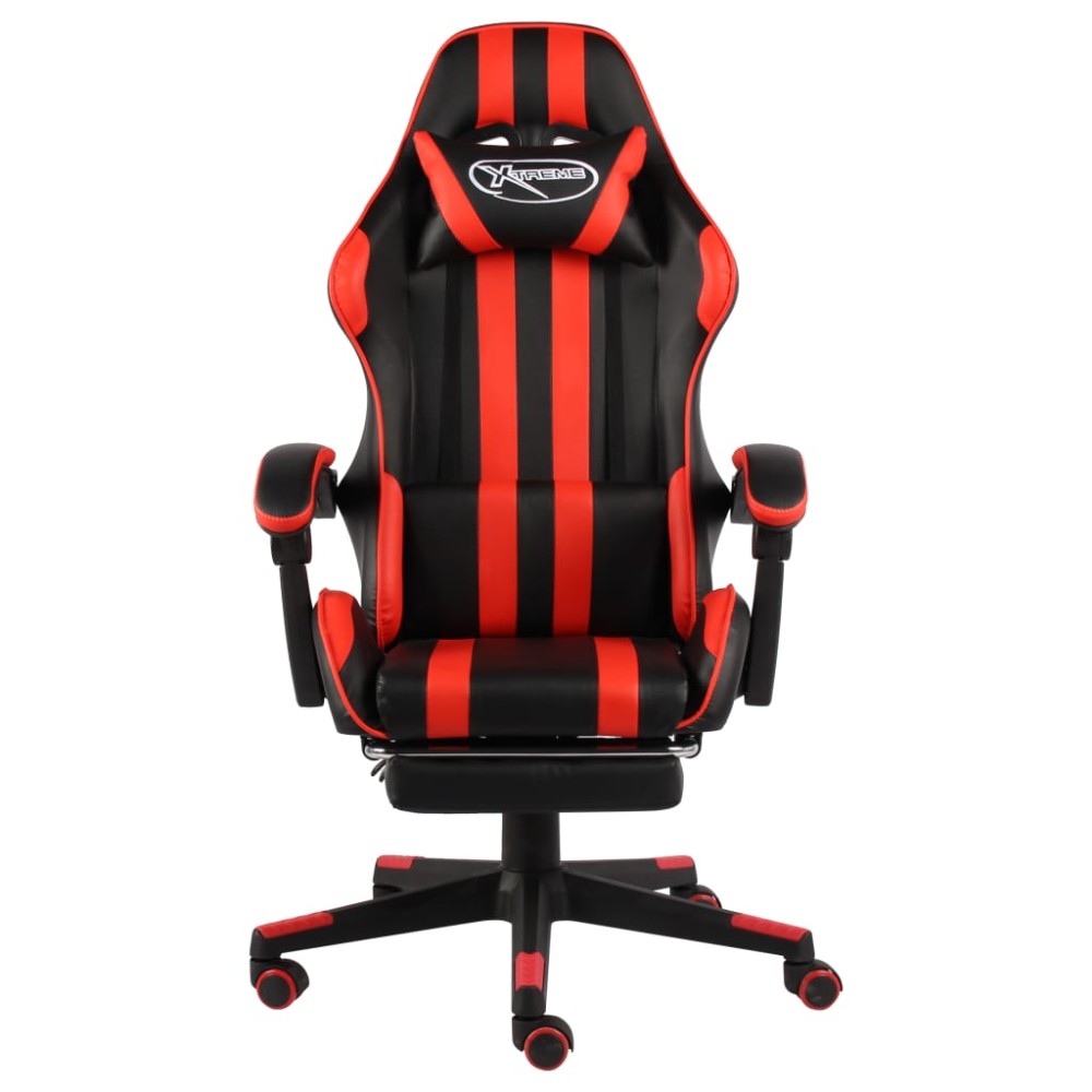 vidaXL Scaun de racing suport picioare negru/roșu piele ecologică