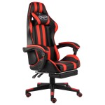 vidaXL Scaun de racing suport picioare negru/roșu piele ecologică vidaXL Scaun de racing suport picioare negru/roșu piele ecologică