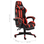 vidaXL Scaun de racing suport picioare negru/roșu piele ecologică vidaXL Scaun de racing suport picioare negru/roșu piele ecologică
