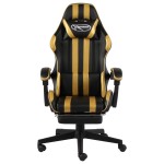 vidaXL Scaun de racing suport picioare auriu/negru piele ecologică vidaXL Scaun de racing suport picioare auriu/negru piele ecologică