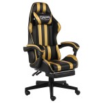 vidaXL Scaun de racing suport picioare auriu/negru piele ecologică vidaXL Scaun de racing suport picioare auriu/negru piele ecologică