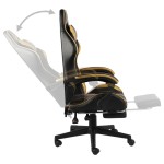 vidaXL Scaun de racing suport picioare auriu/negru piele ecologică vidaXL Scaun de racing suport picioare auriu/negru piele ecologică