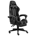 vidaXL Scaun de racing suport picioare, negru/gri, piele ecologică vidaXL Scaun de racing suport picioare, negru/gri, piele ecologică