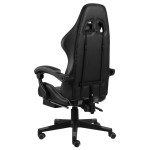 vidaXL Scaun de racing suport picioare, negru/gri, piele ecologică vidaXL Scaun de racing suport picioare, negru/gri, piele ecologică